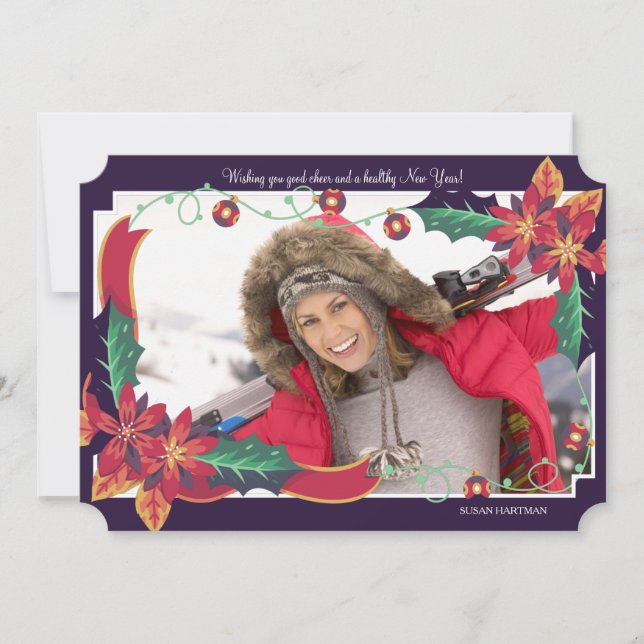 Poinsettia Corners Holiday Photo Card (Front)