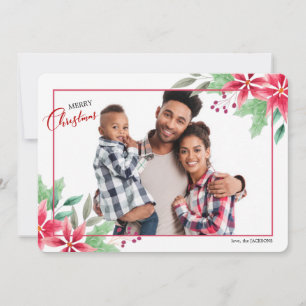 Poinsettia Corners Photo Holiday Card