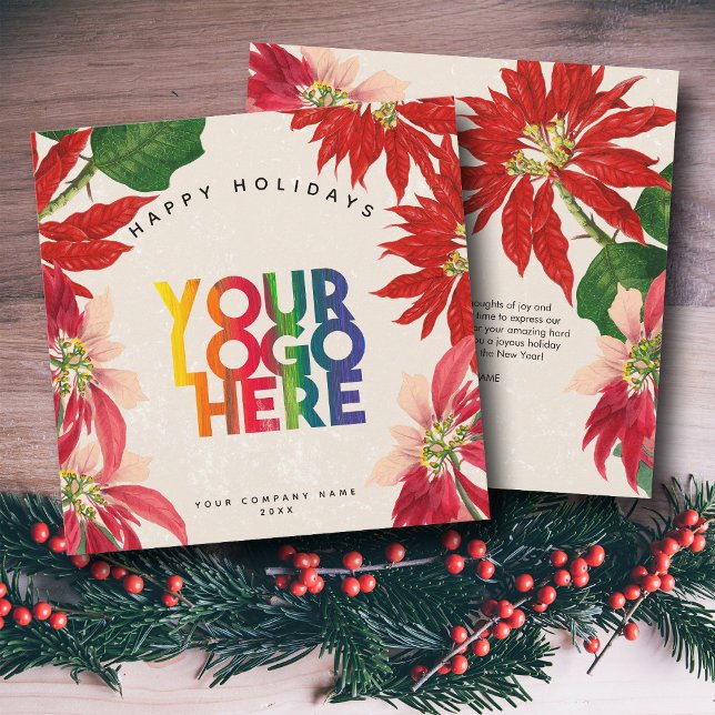 Poinsettia Corporate Business Logo Christmas Holiday Card (Poinsettia Corporate Business Logo Christmas Holiday Card)