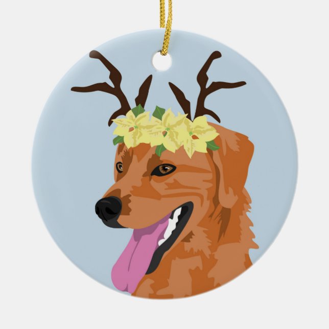 Poinsettia crown  Coonhound  ornament (Front)