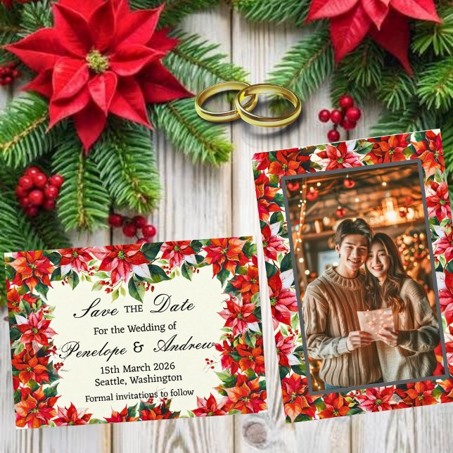 Poinsettia Crown of the Andes Save the Date Card (Creator Uploaded)