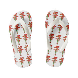 Poinsettia Cute Flower Child Floral Funny Girl Kid's Jandals