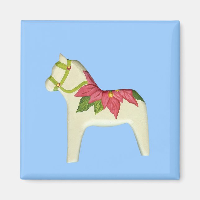 Poinsettia Dala Horse Magnet (Front)