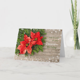 Poinsettia, December Christmas Birthday Holiday Card