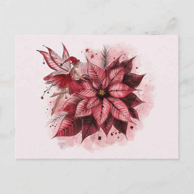 Poinsettia Fairy Postcard (Front)