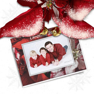 Poinsettia Family Photo Postcard