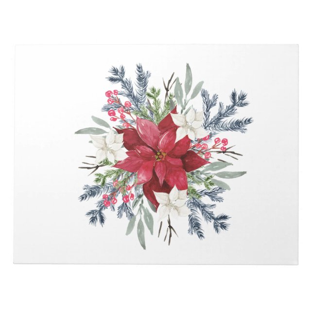 Poinsettia Festive Notepad (Front)