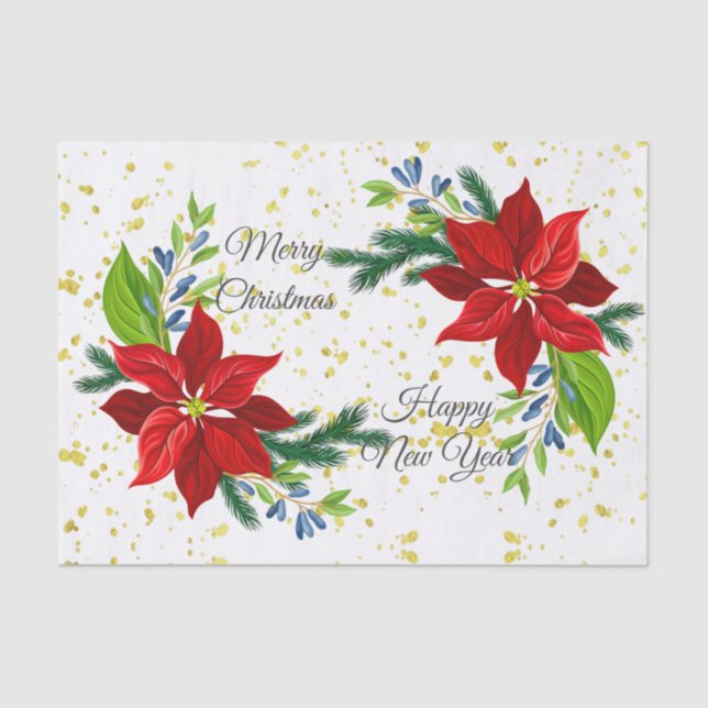 Poinsettia Floral Bouquet, Decoupage Christmas  Tissue Paper (Front)