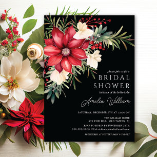 Poinsettia Floral Bridal Shower Invitation