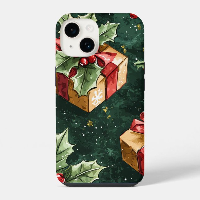 Poinsettia Floral Christmas Pattern (11) iPhone Case (Back)