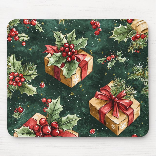 Poinsettia Floral Christmas Pattern (11) Mouse Pad (Front)