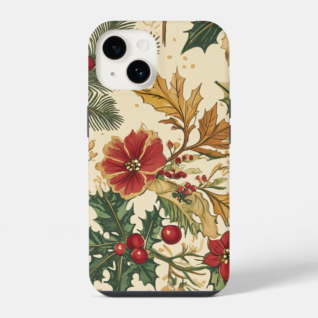 Poinsettia Floral Christmas Pattern (13) iPhone Case (Back)