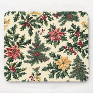 Poinsettia Floral Christmas Pattern (15) Mouse Pad