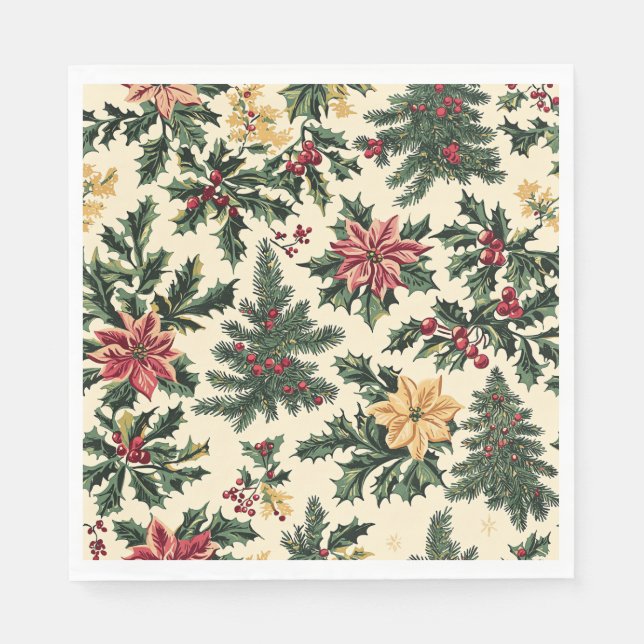 Poinsettia Floral Christmas Pattern (15) Napkin (Front)