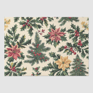 Poinsettia Floral Christmas Pattern (15) Tissue Paper