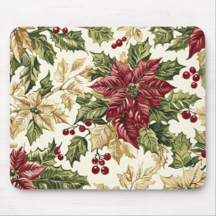 Poinsettia Floral Christmas Pattern (17) Mouse Pad