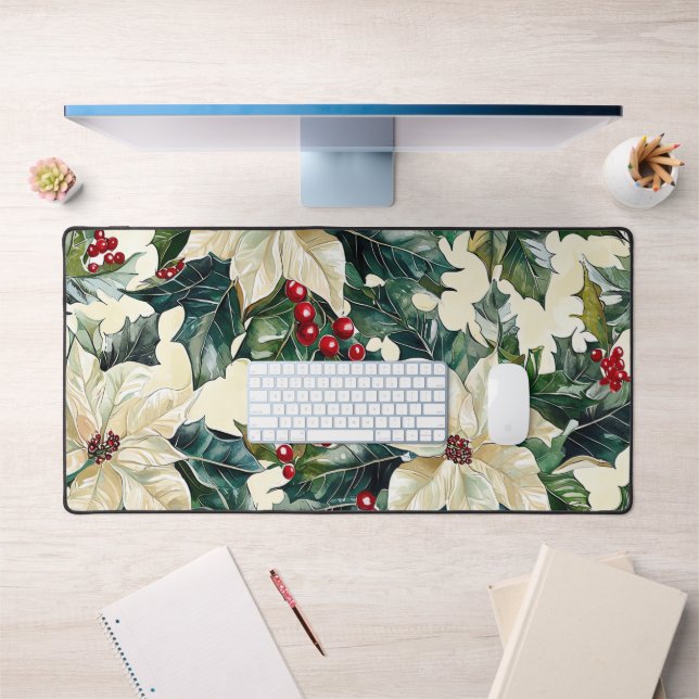 Poinsettia Floral Christmas Pattern (19) Desk Mat (Office 1)