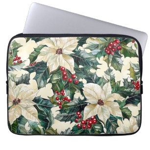 Poinsettia Floral Christmas Pattern (19) Laptop Sleeve