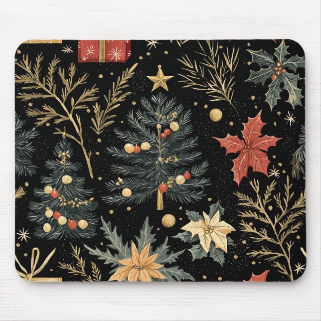 Poinsettia Floral Christmas Pattern (21) Mouse Pad (Front)