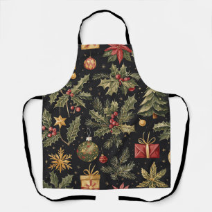 Poinsettia Floral Christmas Pattern (22) Apron