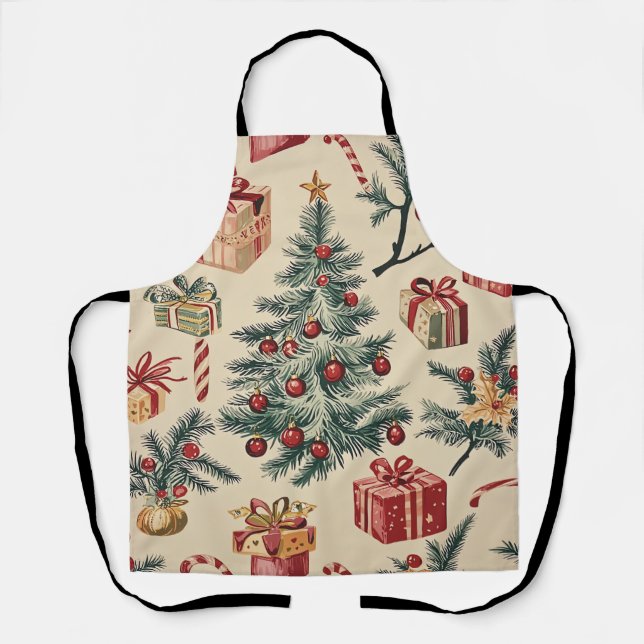 Poinsettia Floral Christmas Pattern (2) Apron (Front)