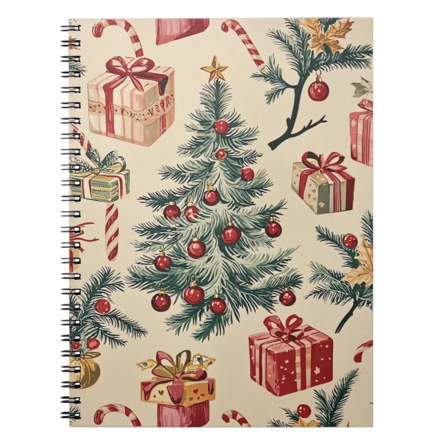 Poinsettia Floral Christmas Pattern (2) Notebook (Front)