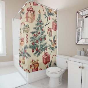Poinsettia Floral Christmas Pattern (2) Shower Curtain