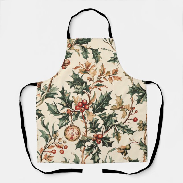 Poinsettia Floral Christmas Pattern (3) Apron (Front)