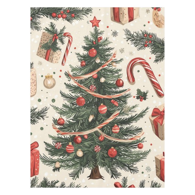 Poinsettia Floral Christmas Pattern (4) Tablecloth (Front)