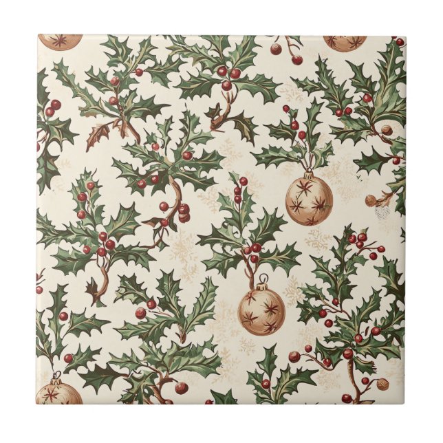 Poinsettia Floral Christmas Pattern (6) Tile (Front)