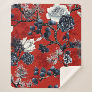 Poinsettia Floral Christmas Pattern (7) Sherpa Blanket