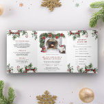 Poinsettia Floral Fireplace Christmas Wedding Tri-Fold Invitation<br><div class="desc">Amaze your guests with this elegant all in one Christmas theme wedding invite featuring a beautiful fireplace with pine trees and flowers. Simply add your event details on this easy-to-use template and adorn this card with your favourite photos to make it a one-of-a-kind invitation.</div>