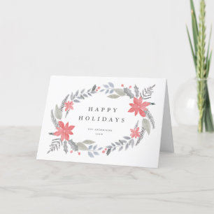 Poinsettia Floral Hand-drawn Holiday Garland Note Card