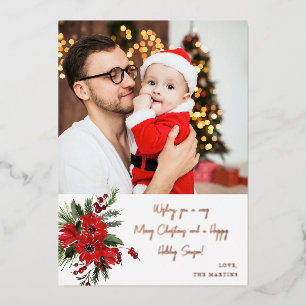 Poinsettia Floral Note Photo Christmas or Holiday