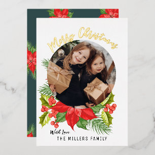 Poinsettia Floral Photo Merry Christmas