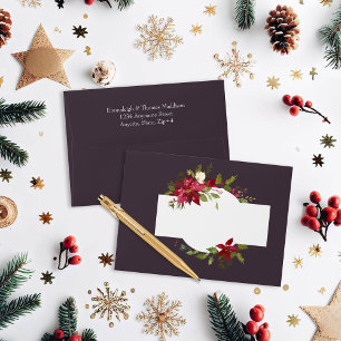 Poinsettia Floral Wedding Scarlet Red Envelope