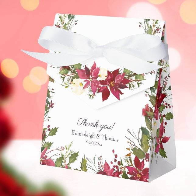 Poinsettia Floral Wedding | Scarlet Red Favour Box (Creator Uploaded)