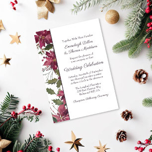 Poinsettia Floral Wedding Scarlet Red Invitation
