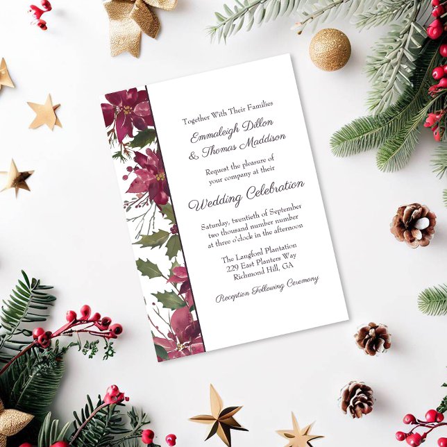 Poinsettia Floral Wedding | Scarlet Red Invitation (Creator Uploaded)