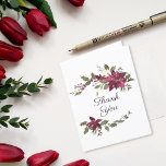 Poinsettia Floral Wedding | Scarlet Red Thank You Card<br><div class="desc">Winter watercolor scarlet red poinsettias on white background with personal  thank you message inside,  and photo template on back.</div>
