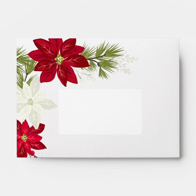 Poinsettia Flower and Pine Envelope (Front)