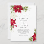 Poinsettia Flower and Pine Wedding  Invitation<br><div class="desc">Poinsettia Flower and Pine Wedding  Invitation</div>