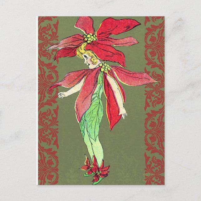 Poinsettia Flower Fairy Postcard (Front)