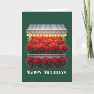 Poinsettia Flower Market Christmas Card
