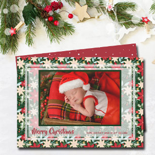 Poinsettia Flowers Christmas Photo Holiday Card
