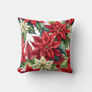 Poinsettia Flowers  Cushion