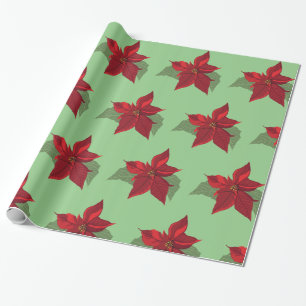 Poinsettia Flowers Wrapping Paper