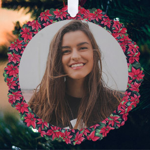 Poinsettia Framed Photo For Grandma Ornament Card