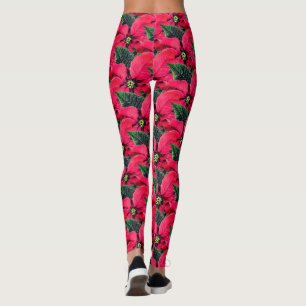 Poinsettia Fun Abstract Artsy Leggings