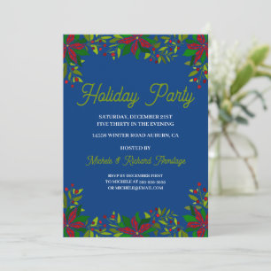Poinsettia Garland Holiday Party Invitation